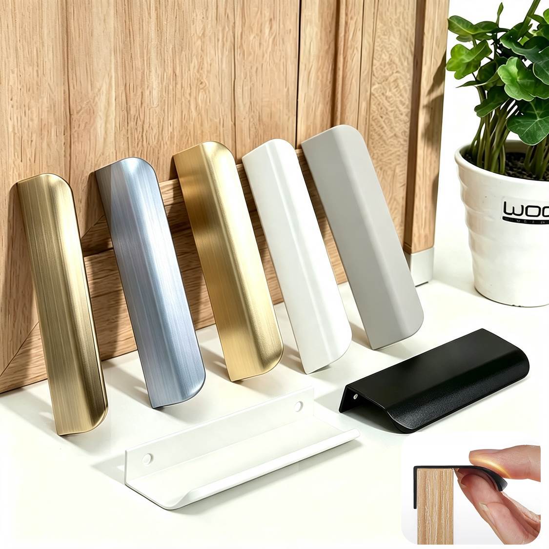 Curved Spring Bar - Hidden Aluminum Cabinet Pulls Curved Edge