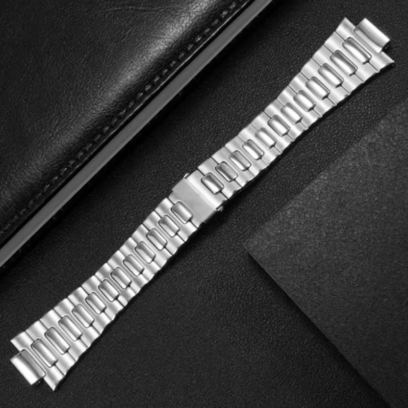 Patek Philippe Watch Nautilus - Convex Silver Stainless Steel Watchband 25x13mm
