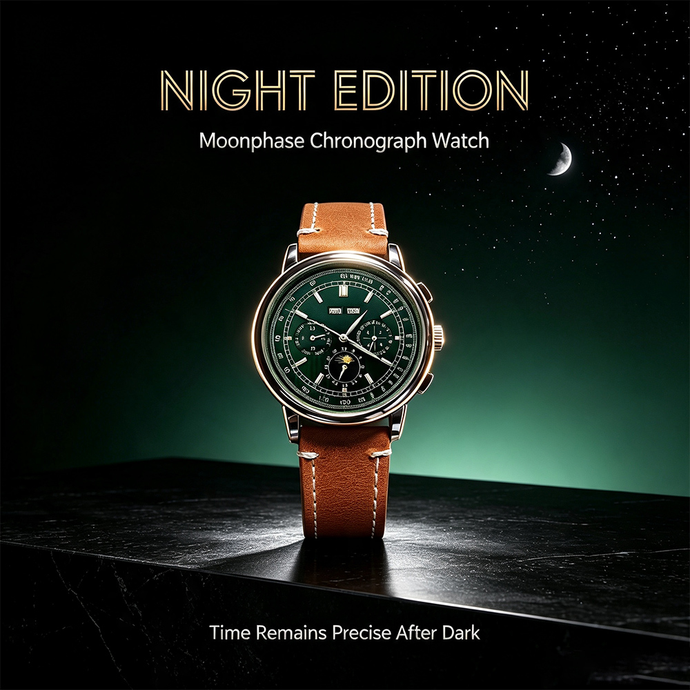 Men ST1655 Movement Moon Phase - đánh giá và giá Leather Watch Band Men