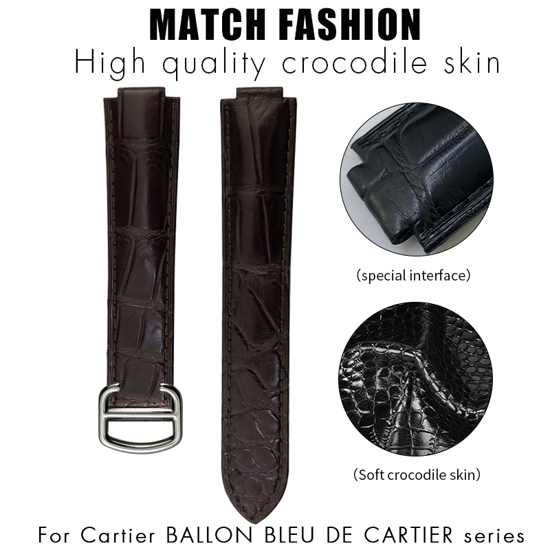 Crocodile Leather Watch Strap  - đánh giá và giá Cartier Watch Ballon Bleu